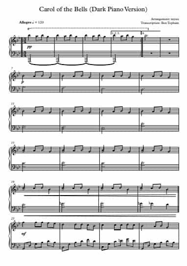 Carol Of The Bells Sheet Music pdf